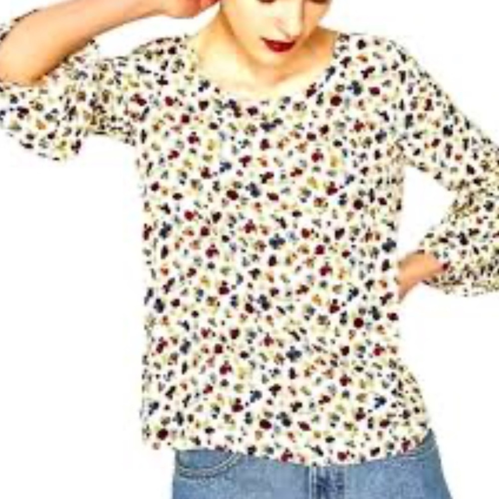 ZARA Trafaluc Floral Bell Sleeve Blouse w/ Back Keyhole - Size Medium